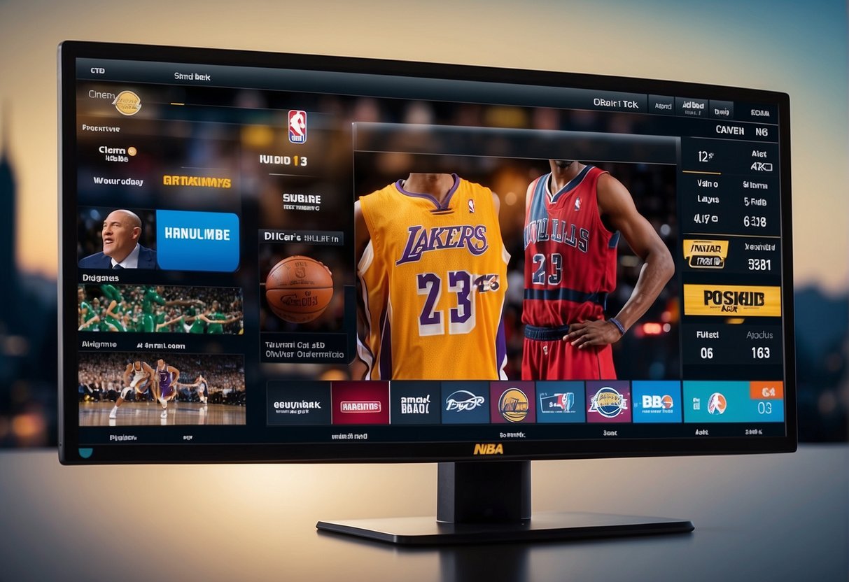 A digital platform displays NBA sports media on various apps