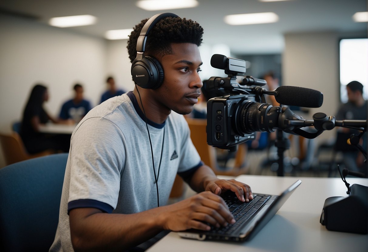 A student interviews athletes, edits videos, & writes articles for a sports media internship