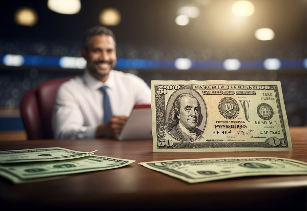 A broadcaster receives a paycheck for sports commentary work. The salary reflects the payment structure for their broadcasting services