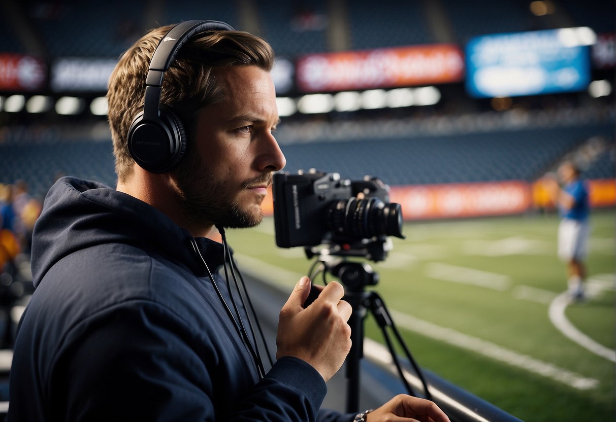 A sports journalist researches, writes, and reports on athletic events for various media outlets. They may interview athletes, attend games, and analyze sports news