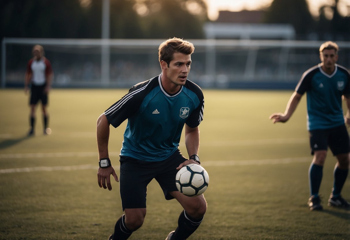 Players using sound-emitting ball and verbal cues to navigate field and score goals in a game of blind football