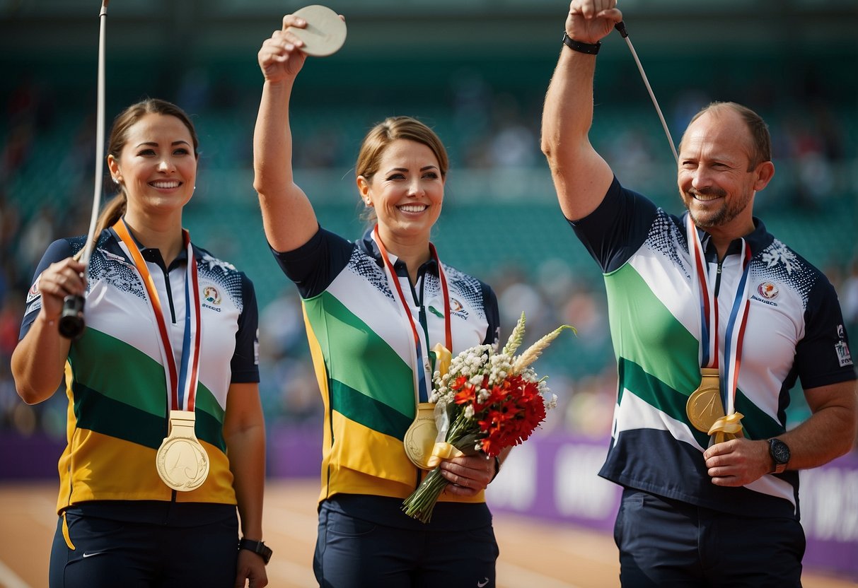 Paralympic archery champions celebrate victories on the podium